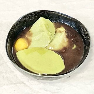 簡単⭐抹茶プリンと栗の甘露煮入りぜんざい